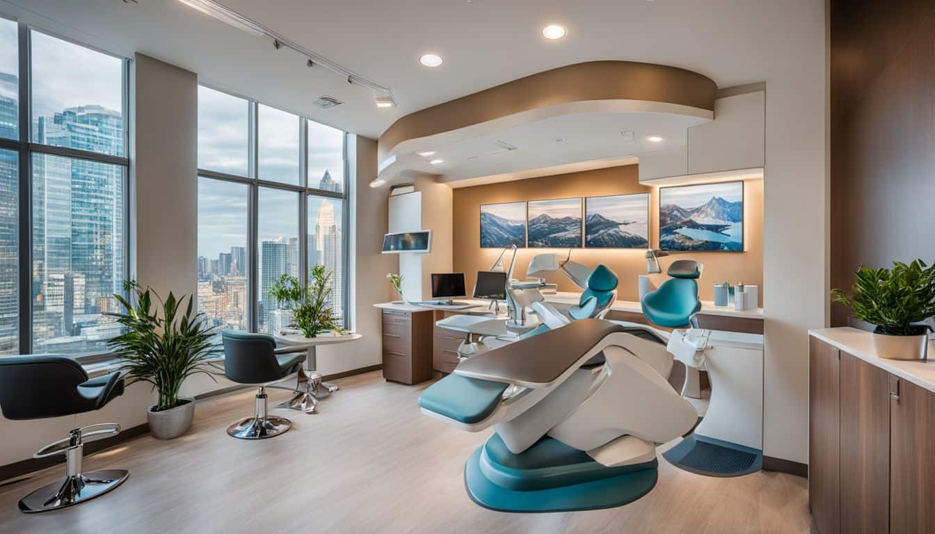 A modern dental office with affordable payment plans and bustling atmosphere. A modern dental office with affordable payment plans and bustling atmosphere.