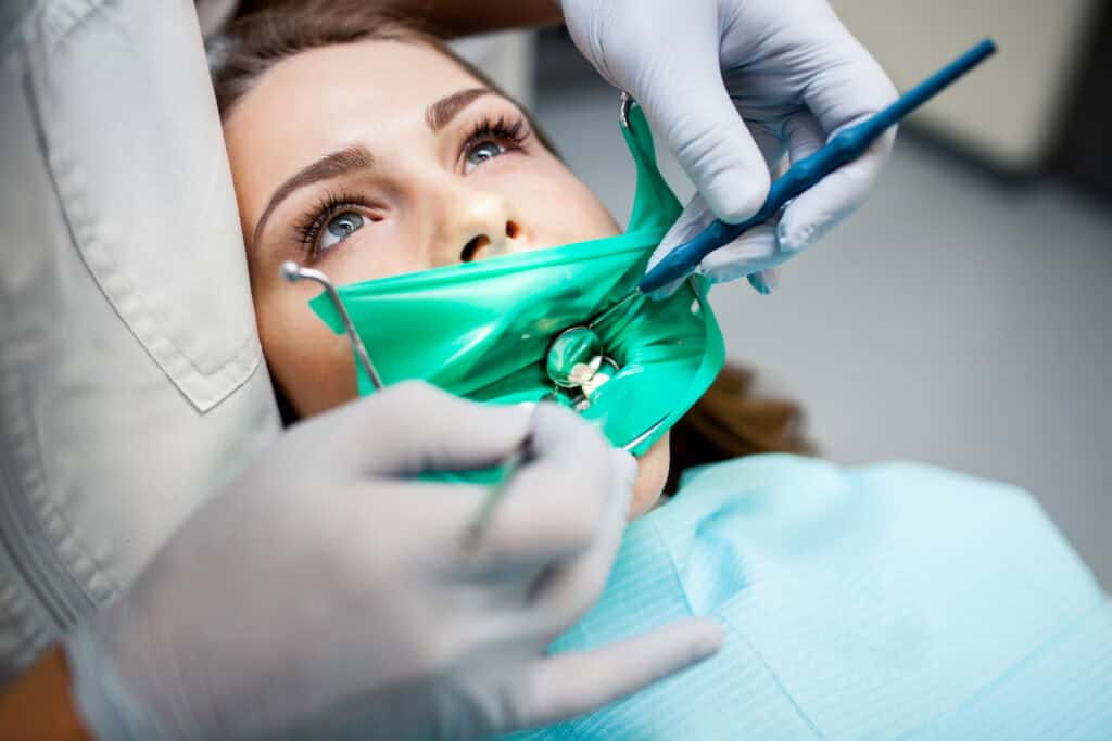 Sinus augmentation by a doctor on a lady patient